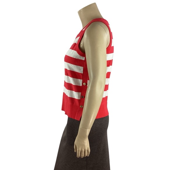 Michael Michael Kors Sea Coral White Striped Knit Tank Top XL - Picture 4 of 6